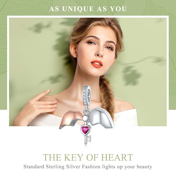 NINGAN “I Love You” Dangle Charm Love Heart Pendant Bead for Women Wife Girlfriend with 5A Cubic Zirconia for Charm Bracelets 925 Sterling Silver