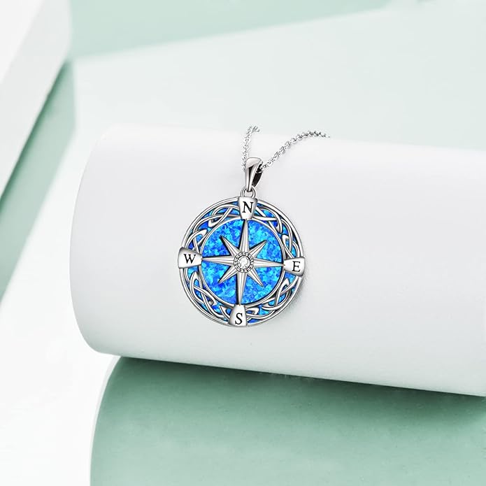 Compass Necklace Sterling Silver Celtic Knot Necklace Graduation Friendship Talisman Travel Necklace Inspirational Graduation Gift Jewelry Gifts for Women Girls