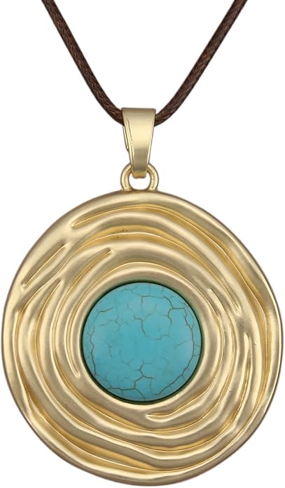 Women's Leather Long Necklace Bohemian Style Circle Retro Pendant Necklace Women's Jewelry