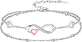 Dorunmo Infinity Heart Anklet Bracelet for Women 925 Sterling Silver Adjustable Infinity Birthstone Bracelet Friendship Jewelry Gifts for Women Birthday Christmas