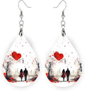 Teardrop Wood Earrings Light Weight Printed Image Dangle Jewelry, Fun and Funky