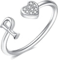 Valentines Day Gift Initial Rings for Teen Girls - S925 Heart Sterling Silver Rings for Teen Girls | 14K Gold/Rose Gold/Sterling Silver Plated Ring for Girls Kids Women Ring for Teenager Girls Gifts Adjustable, No Tarnish, Hypoallergenic