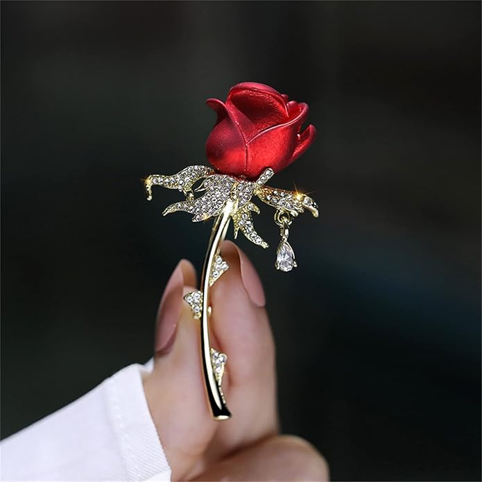 Red Rose Flower Brooches and Pins for Women Costume Jewelry Brooch Pins Broches Jewelry for Women Elegant Lady Pin