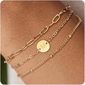 Valentines Day Gifts - Gold Initial Bracelets for Women - 18K Gold Plated over Stainless Steel Letter Charm Bracelet with Layered A to Z Design - Birthday Christmas Jewelry Gifts