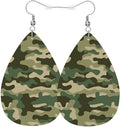 Military Camouflage Leather Teardrop Earrings For Women Green Shadow Jungle Camouflage Western Earrings For Friends Gift Drop Dangle Earrings
