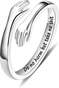 Yesteel S925 Sterling Silver Hug Ring for Women Teen Girls, Adjustable Ring Jewelry Mothers Day Birthday Gifts for Daughters Mom Sister Wife Friends Grandma