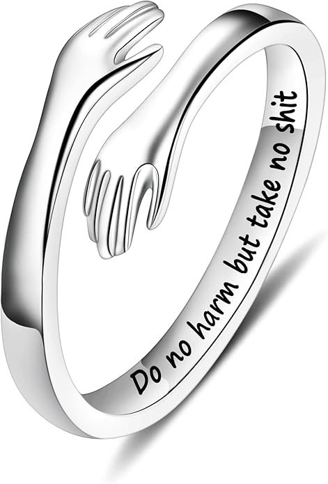 Yesteel S925 Sterling Silver Hug Ring for Women Teen Girls, Adjustable Ring Jewelry Mothers Day Birthday Gifts for Daughters Mom Sister Wife Friends Grandma