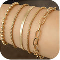 Gold Bracelets for Women, 14K Gold Plated Chain Bracelets Set for Women, Elegant Adjustable Bracelet Stack Jewelry Gifts for Womens