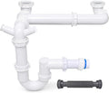 1-1/2" Kitchen Sink Drain Kit, Space-Saving Rear P-Trap by QruiLanTu
