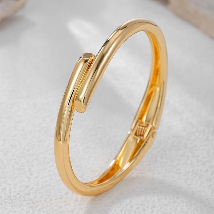 Chunky Gold/Silver Gold Cuff Bangle Bracelets for Women Trendy Hinged Cuff Open Wide Chunky Gold Bracelet Minimalist Bangle Jewelry Gift