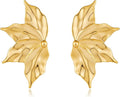 Chunky Gold Statement Earrings For Women Gold Plated Sectored Flower Leaf Shell Angel Wing Earrings Trendy Boho Jewelry For Women Large Stud Earrings Hypoallergenic Earrings