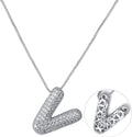 RWQIAN Letter Necklace for Women Bubble, Chunky Initial Alphabet A-Z Pendant Puffy Name Personalized Necklace Dainty Zircon CZ Fashion Jewelry Gifts for Girls Girlfriend