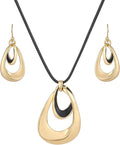 Madison Tyler Gold Plated Jewelry Set for Women | Silver Teardrop Pendant Necklace Trendy | Long Necklace with Snake Chain | Fashion Dangle Earring Set