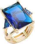 Lavencious Big Bold Radiant CZ Stones Stretch Rings for Women Size for 7-9