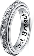 Ladytree Anxiety Relieve Rings 925 Sterling Silver Spinner Fidget Ring Worry Stress Relieving Boredom ADHD Autism Ring Platinum Plated Jewelry Birthday Gifts for Women Men