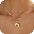 Bubble Gold Silver Letter Necklace Initial Necklaces for Women Trendy 14K Dainty Charm Pendant Name Necklace Personalized Jewelry Gift for Women Teen