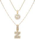 14K Gold Plated Alphabet Necklace Cubic Zirconia Letter Pendant, Personalized Name Jewelry Gift for Women, Customizable A-Z, Birthday/Mothers Day Gifts for Womens