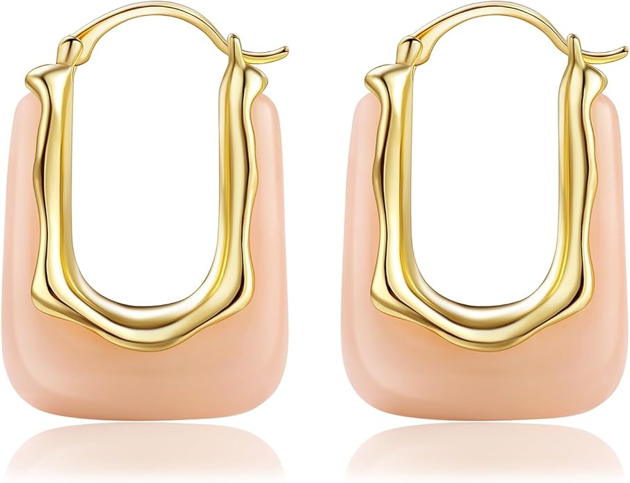 Acrylic Hoop Earrings Chunky Huggie Statement Vintage Earrings Cute Resin Drop Earring Trendy Jewelry Gifts for Women