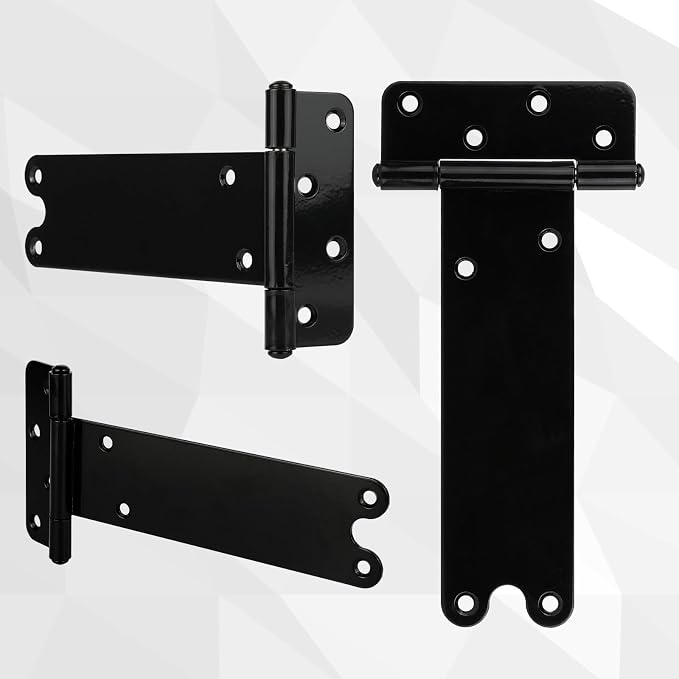 8 in T-Strap Shed Door Hinges 300 Lbs Capacity, 4 Pack Heavy Duty Gate Hinge | - Image 5