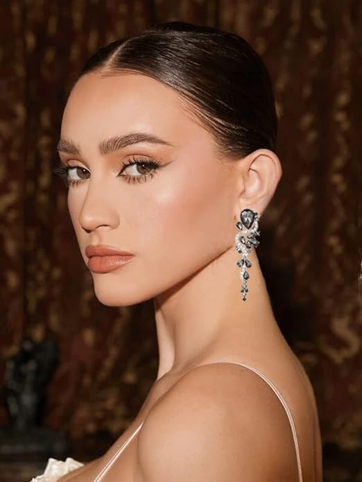 Rhinestone Statement Dangle Earrings Sparkly Crystal Bridal Wedding Earrings for Brides Bridesmaides Chandelier Teardrop Earrings for Women Prom Party