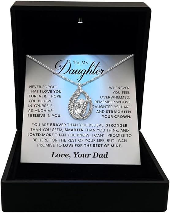 TRYNDI To My Daughter Necklace from Dad - Christmas Gifts for Daughter, Granddaughter, Daughter-In-Law, Women's Jewelry Gifts for Women Birthday, Valentine's Day, Mother's Day