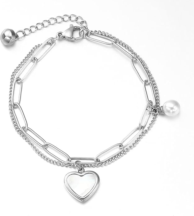 Emibele Heart Charm Bracelet for Women, Bible Verse Bracelet Stainless Steel 18K Gold Plated Bracelet Love Pendant Link Chain OT Clasp, Birthday Christmas Jewelry Gift for Mother Her