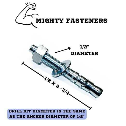 MIGHTY FASTENERS Zinc-Plated Steel Wedge Anchors, 1/2" X 2-3/4" - Image 5