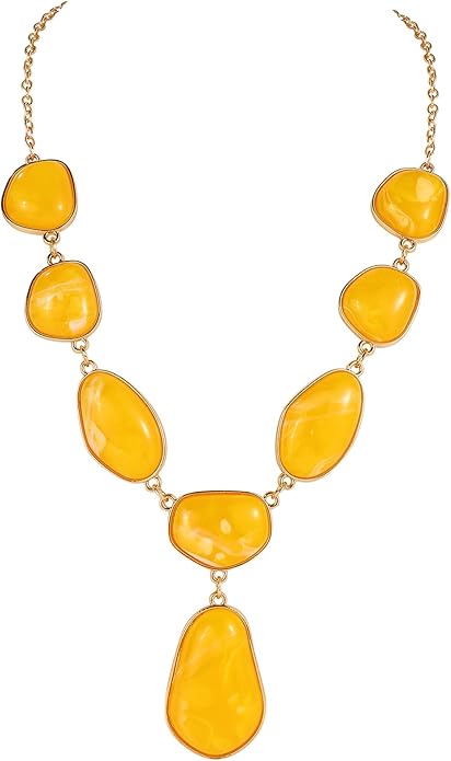 Bocar Bubble Chunky Necklace Alloy Necklace Resin Statement Pendant Necklace for Women