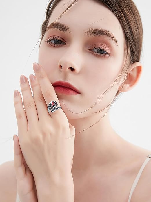 Midari Sun and Moon/Bee/Celtic/Life of Tree/Lotus Spoon Ring for Women 925 Sterling Silver Adjustable Ring Open Ring for Women Men Halloween Birthday Gift