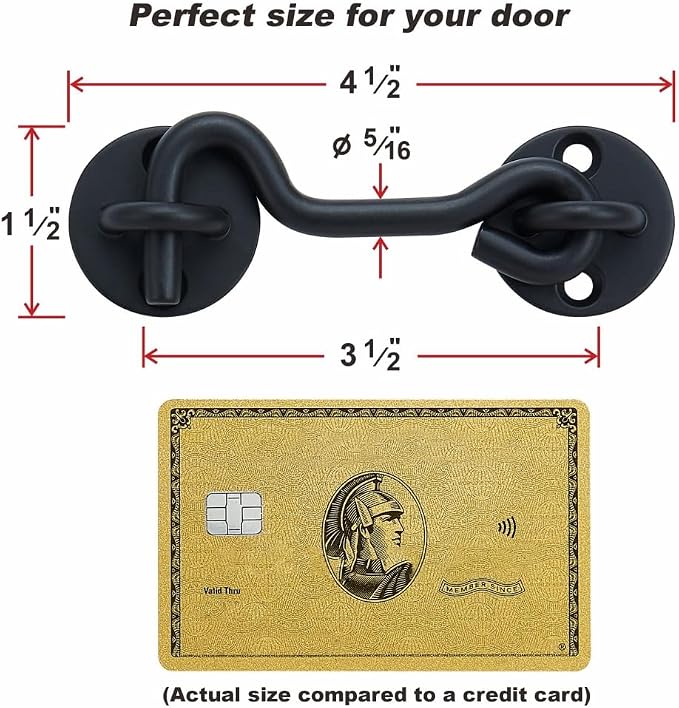 4" Privacy Hook and Eye Gate Door Latch, Easy Barn Door Lock, 2-Layer Powder - Image 4