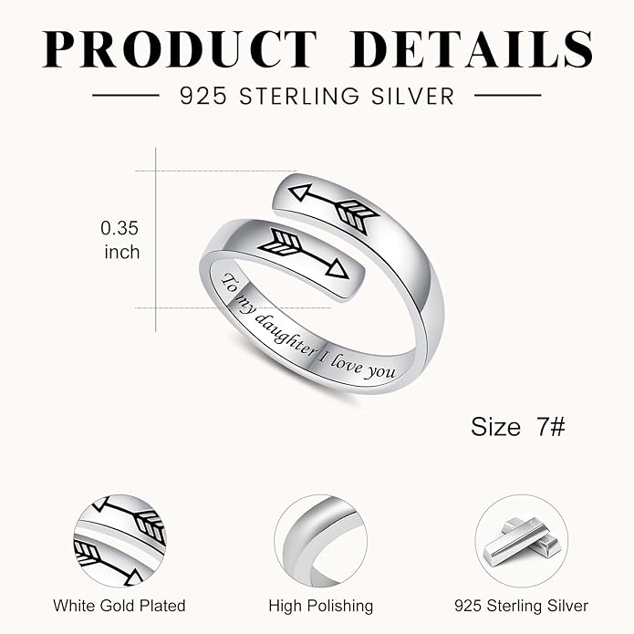 Adjustable Hope Rings 925 Sterling Silver Always with you Ring Inspirational Jewelry Encouragement Gifts for Women