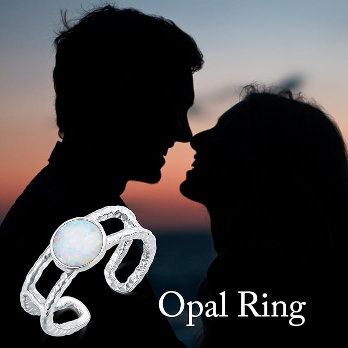 Sterling Silver Blue Butterfly Opal Rings for Women,Butterfly Open Ring Butterfly Ring Butterfly Adjustable Ring Opal Ring Jewelry Gift for Hers Ring Adjustable Size 6-9-1