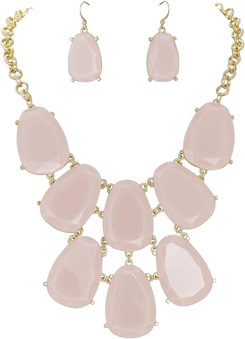 Firstmeet Chunky Bubble Statement Collar Necklace with Earrings for Women