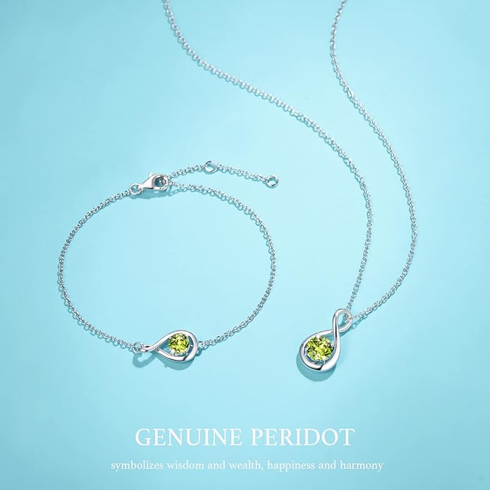 FANCIME Birthstone Necklaces for Women Fine Jewelry Sterling Silver Dainty Infinity Pendant Anniversary Birthday Christmas Gifts for Her Wife Mom Lady Daughter, Chain 16"+2" Extend