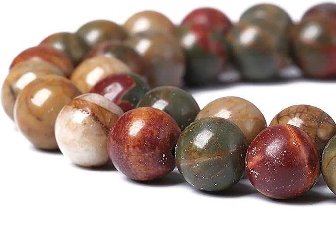 4mm 90pcs Natural Picasso Jasper Beads Healing Power Stones Round Loose Gemstone Beads for Jewelry Making DIY Bracelet Necklace 15" (Picasso Stone, 4mm)