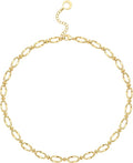 Aobei Pearl 18K Gold Plated Paperclip Chain Choker Satellite Chain Freshwater Cultured Biwa Pearl Pendant Necklace Dainty Jewelry for Women