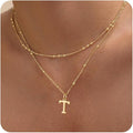 Initial Necklaces for Women, Dainty 14K Gold Plated Layered A-Z Letter Pendant Necklace Trendy Cute Choker Name Charm Necklace Stack Personalized Jewelry Gift for Her Birthday Christmas Gift
