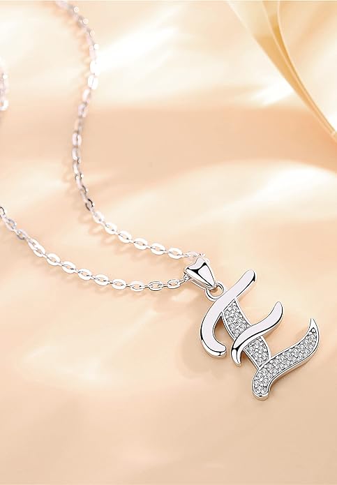 AEONSLOVE 925 Sterling Silver Initial Necklaces for Women, 26 Letters Pendants Necklace Gift for Mother, Daughter, Wife, 18 Inch Chain