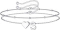 M MOOHAM Valentines Day Gifts for Kids Teen Girls -14K-Gold-Plated Heart Initial A-Z Bracelets for Women Girl Dainty Gold Bracelets Birthday Valentines Gifts for Women Her Teenage Girls Kid Teen Gift