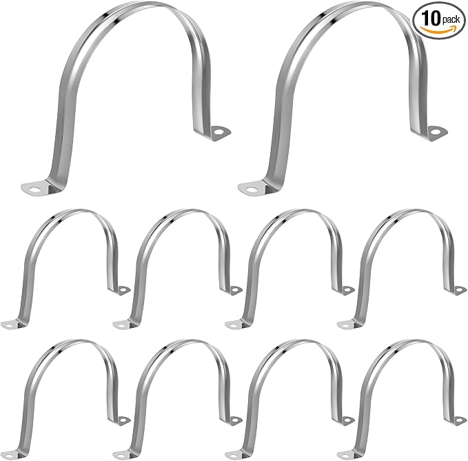 10PCS 4 Inch Stainless Steel U Bracket, M100 Pipe Strap Clamp, 2 Hole Hose by Unknown