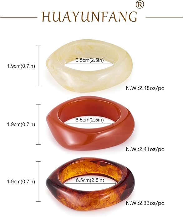 Chunky Resin Bracelet for Women Vintage Tortoiseshell Resin Bangle Bracelets Set Wide Acetate Wristband Acrylic Bracelet Statement Jewelry