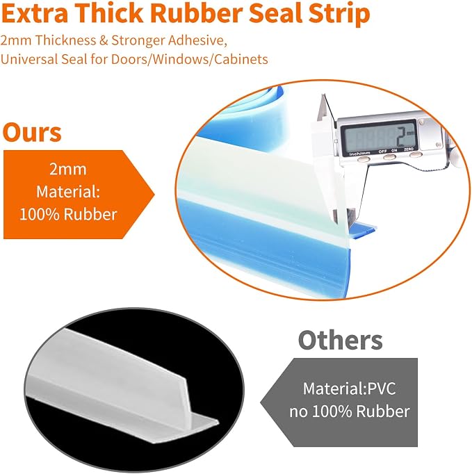 T-Shaped Rubber Weather Stripping Door Seal Extra Thick 2mm, 2 in x 50 Ft - Image 3