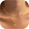 Initial Necklaces for Women Dainty Gold Silver Layered Letter Pendant Necklace Cute Figaro Chain Choker Necklace Personalized Trendy Stuff Jewelry Stack Gift for Women Her