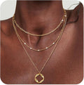 3Pcs Layered Necklace for Women Stackable Necklaces Silver Rosegold Gold Plated Chain Dainty Set Gifts Circle Pendant Paperclip Chain Choker Necklaces Trendy Personalized Jewelry Set Gifts for Women