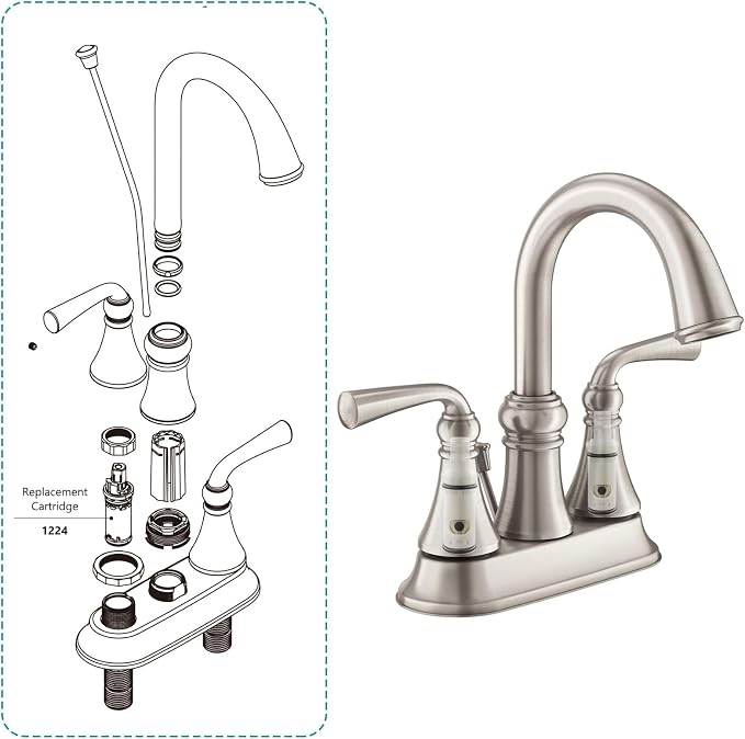 1224 Cartridge with 97479 Stem Extension Kit, Faucet Repair Kit compatible with - Image 7