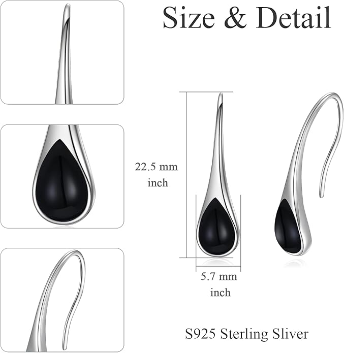 925 Sterling Silver Small Pear-Shaped Modern Style Hook Earrings with Crystals from Austria
