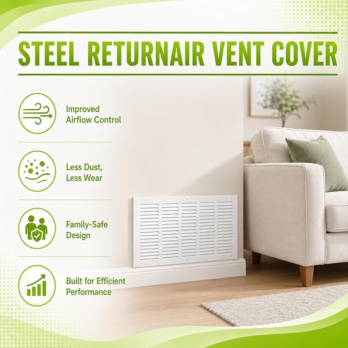 24" x 8" Return Air Grille Duct Opening, Ceiling Sidewall Floor Cold Air Intake - Image 6