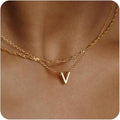 Initial Necklaces for Women, Trendy 14K Gold Plated Layered Necklace Dainty A-Z Letter Custom Name Personalized Choker Necklaces Non Tarnish Fashion Accessories Gold Jewelry Birthday Gifts for Her