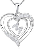 RIVIKO Heart Initial Necklace for Women, 925 Sterling Silver Letter Pendant,Personalized Charm Alphabet Jewelry Valentines Mother's Day Anniversary Christmas Birthday Gifts for Women Her Mom Wife