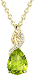 FANCIME 14K Solid Yellow Gold Teardrop Pendant with Diamond Birthstone Necklace Birthday Gifts for Mom Women, Sterling Silver Chain 16" + 2" Extender